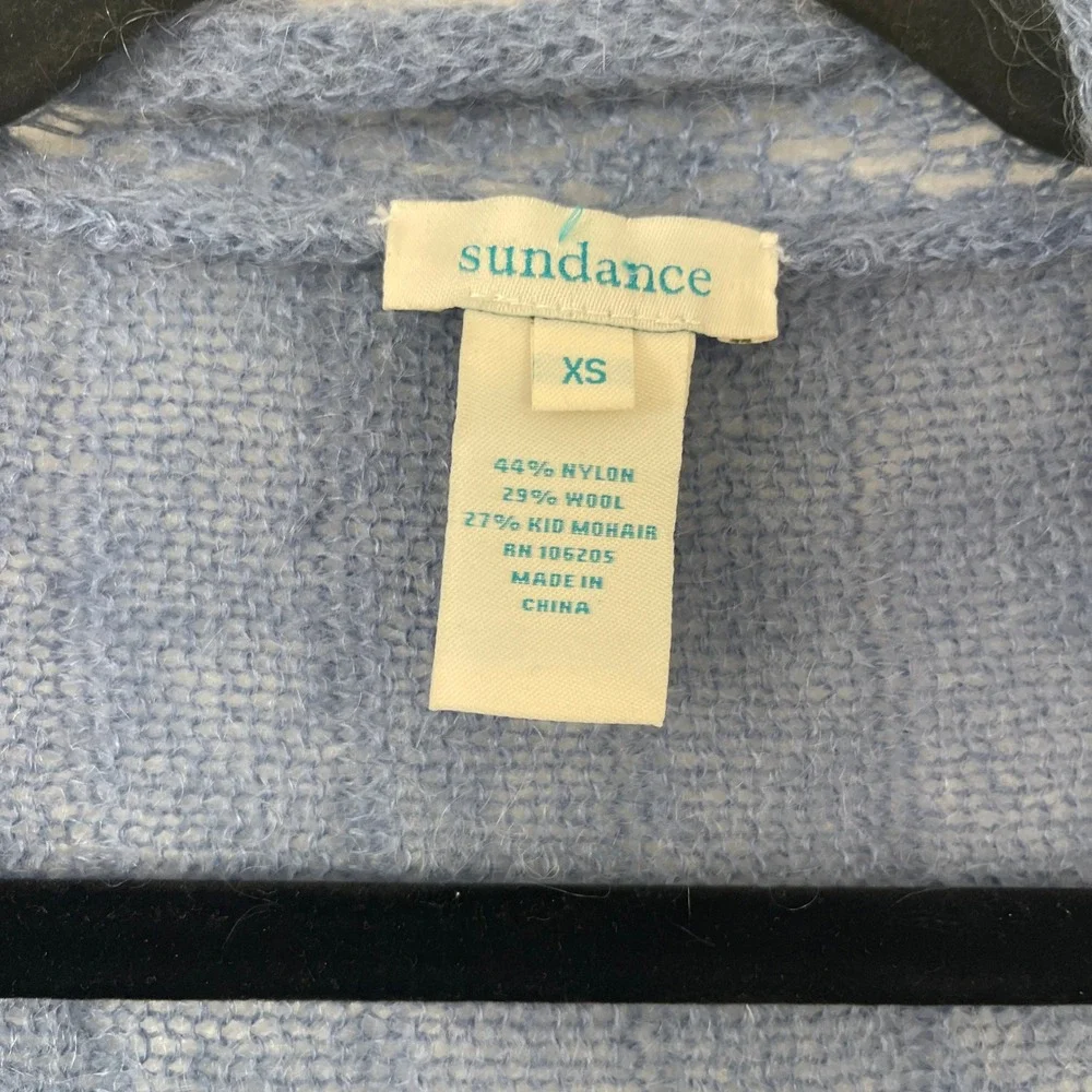 Sundance Blue Kid Mohair Wool Loose Knit Open‎ Duster Cardigan Sweater Size XS
